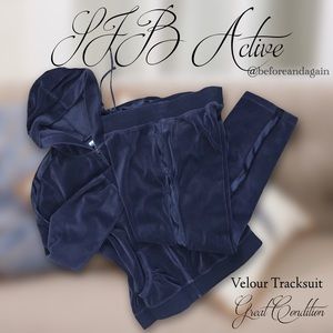 Midnight Blue Velour Tracksuit By SJB
